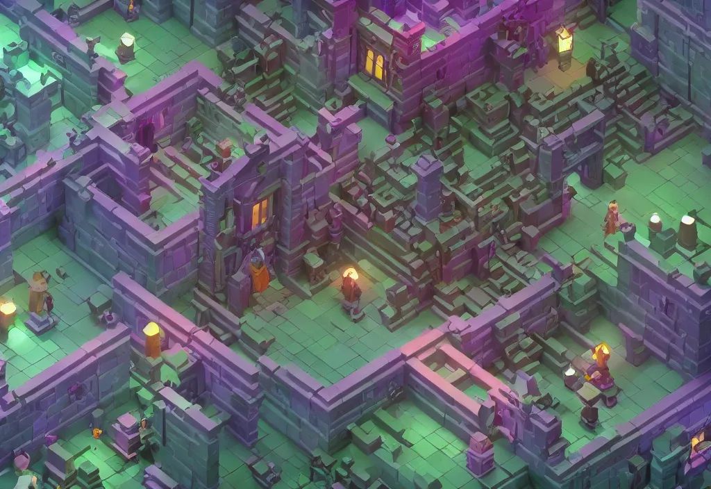 Image similar to isometric magicavoxel Bloodborne kipo wonderbeasts hospital cinematic lighting, 4k