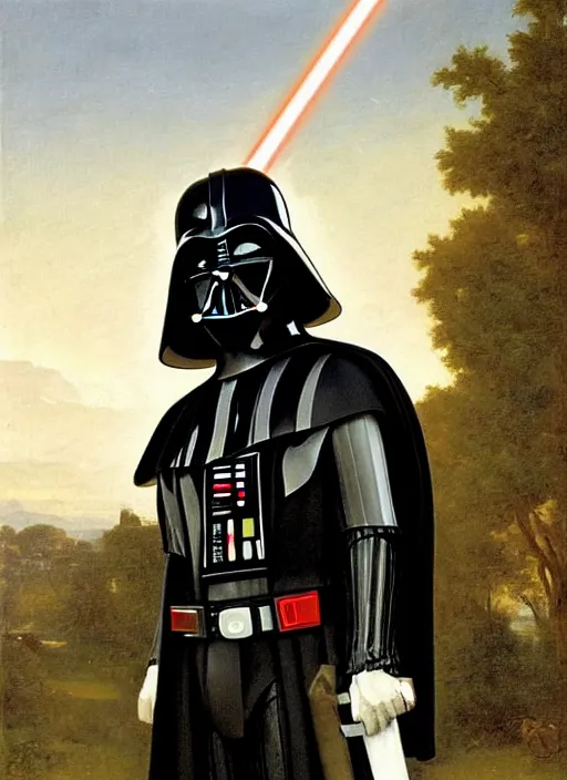 Prompt: darth vader as medieval knight, bouguereau