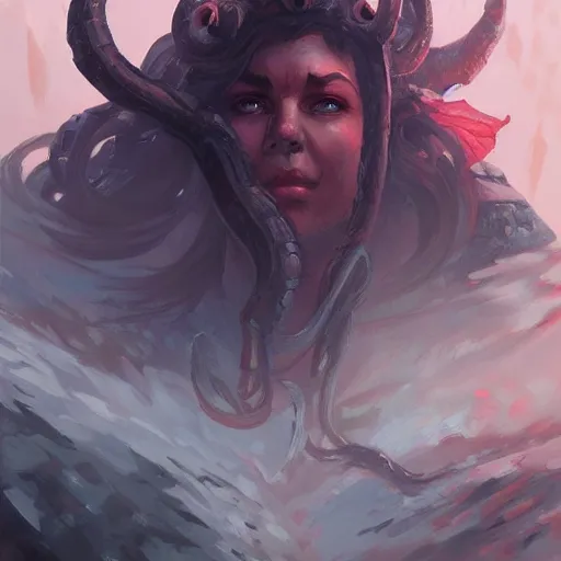 Image similar to portrait of an abyssal demon, D&D, fantasy, highly detailed, digital painting, artstation, smooth, sharp focus, illustration, art by artgerm and greg rutkowski and alphonse mucha