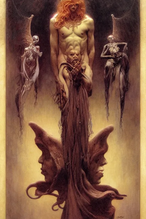 Prompt: a portrait of chamo gabriel by wayne barlowe, by gustav moreau, by goward, by gaston bussiere, by roberto ferri, by santiago caruso, by luis ricardo falero, by austin osman spare, ( ( ( ( occult art ) ) ) ) saturno butto