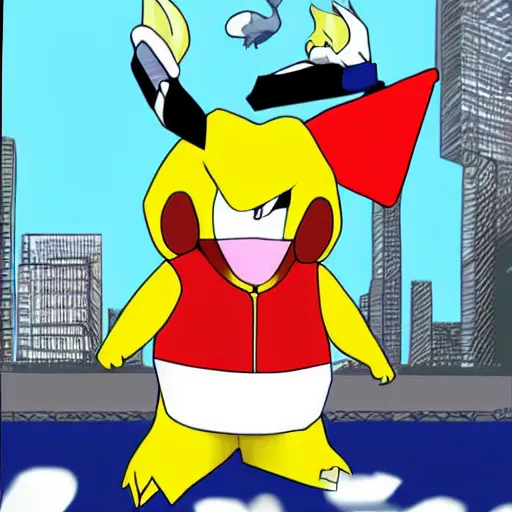 Prompt: Donald Trump anime pokemon art, illustration