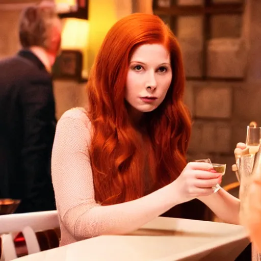 Image similar to Amy Pond having a drink with James Bond