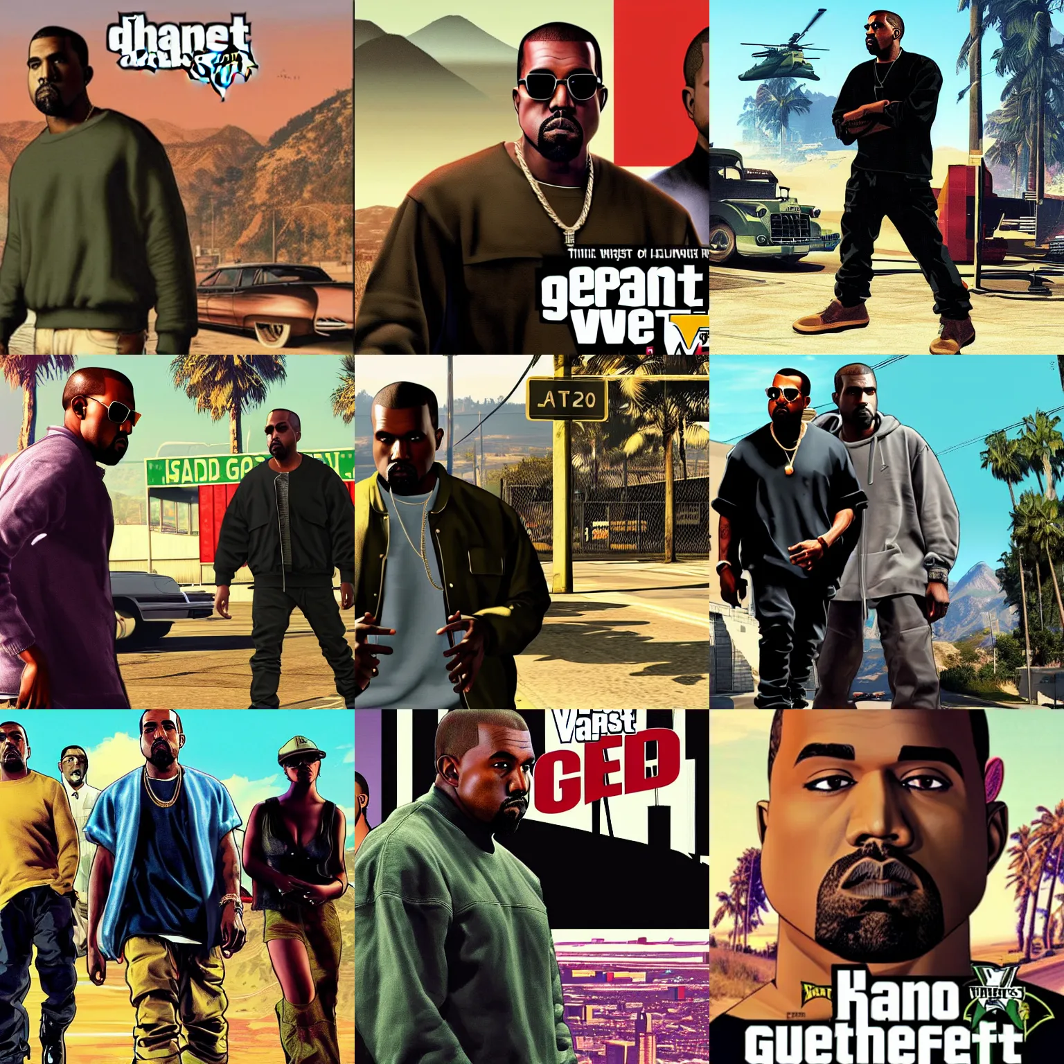 Prompt: Kanye West on GTA V cover art