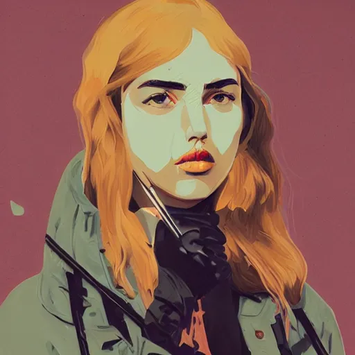 Prompt: Ana De Armas as a western outlaw picture by Sachin Teng, asymmetrical, dark vibes, Realistic Painting , Organic painting, Matte Painting, geometric shapes, hard edges, graffiti, street art:2 by Sachin Teng:4