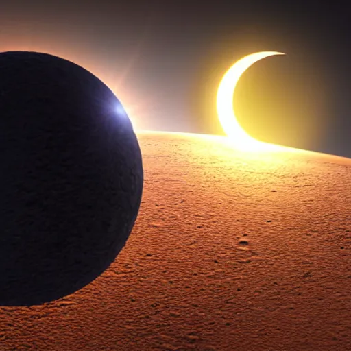 Prompt: solar eclipse from a planet surface, highly detailed, photorealistic portrait, bright studio setting, studio lighting, crisp quality and light reflections, unreal engine 5 quality render