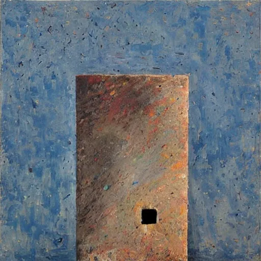 Image similar to an arid impasto painting by shaun tan of an abstract forgotten sculpture by the caretaker and ivan seal