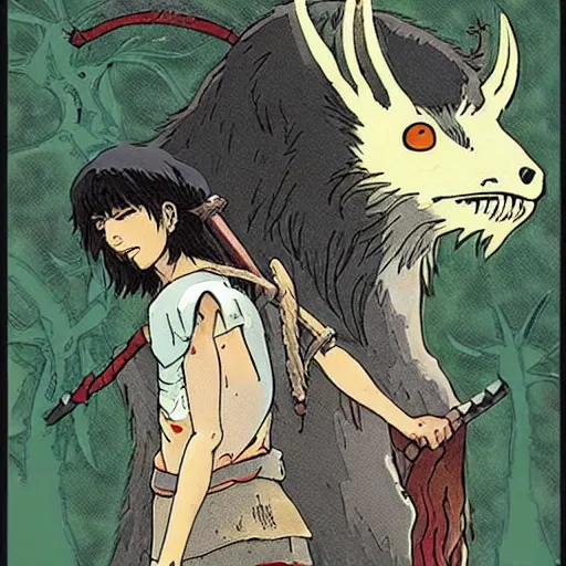 Prompt: ''princess Mononoke tarot card''