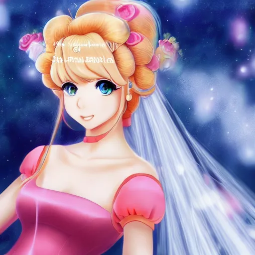 Image similar to princess peach, beautiful portrait, Danbooru, anime, HD wallpaper, detailed, digital art