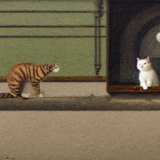 Image similar to A cat driving a bicycle, an illustration by Michael Sowa, but as photography