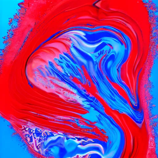 Prompt: a red and blue fluid