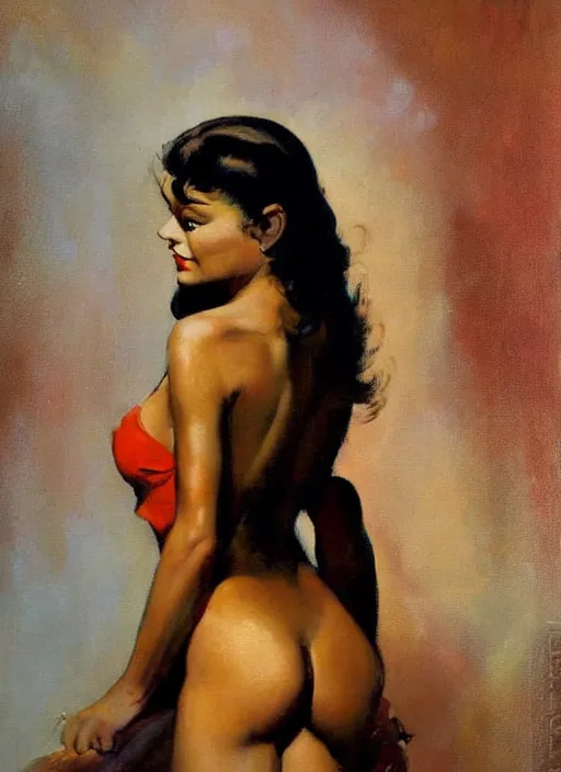 Image similar to painting of a young woman art frank frazetta