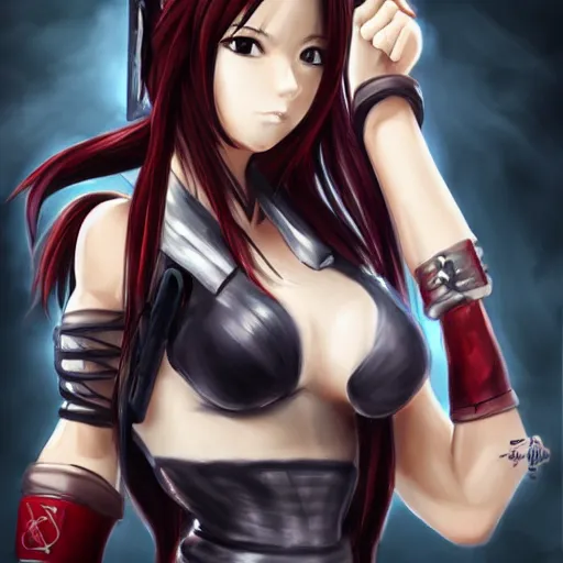 Image similar to fantasy art of tifa lionheart in style of wang ling wlop