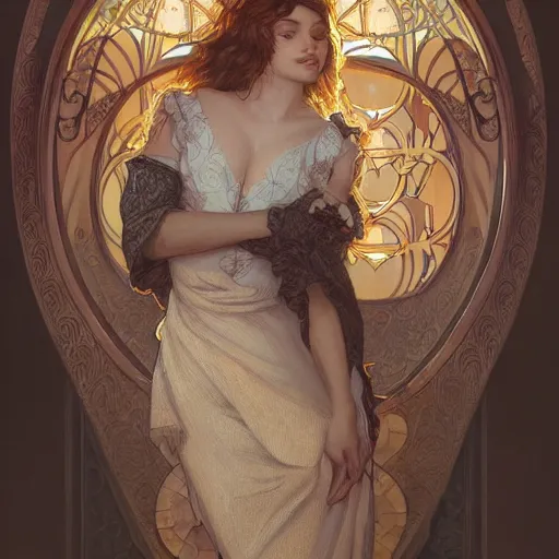 Prompt: beautiful detailed picture of doja cat, radiant light, art nouveau, intricate, elegant, highly detailed, my rendition, digital painting, artstation, concept art, smooth, sharp focus, illustration, art by artgerm and greg rutkowski and alphonse mucha