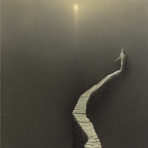 Image similar to the bird ladder by Zdzisław Beksiński