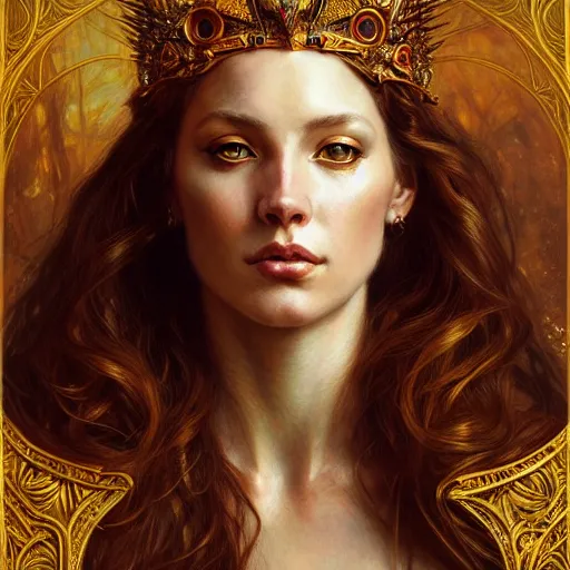 Image similar to highly detailed portrait of a majestic lioness queen in the form of a beautiful woman. d & d. art by eugene delacroix, donato giancola, anna dittmann. trending on artstation, intricate details, energetic composition, golden ratio, concept art, illustration, elegant art, global illuminaition