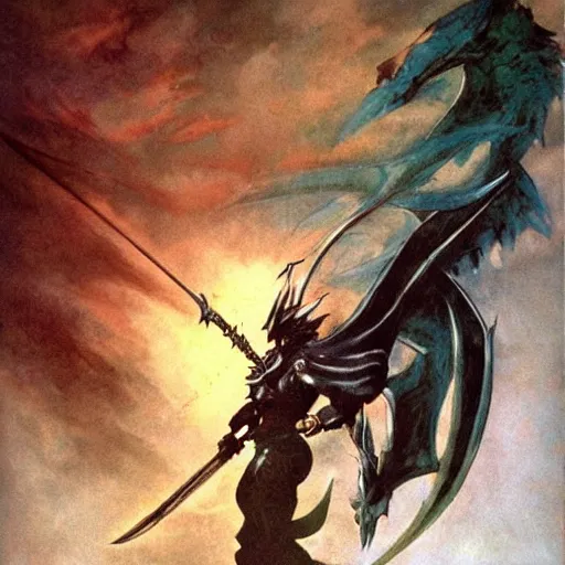 Image similar to Final Fantasy dragoon by Frank Frazetta