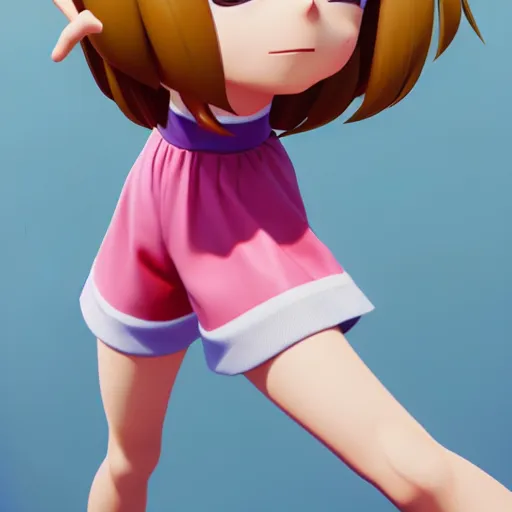 Image similar to A portrait of Ochako Uraraka, a cute 3d cgi toon young woman, in the center midground, medium shot, mid-shot, hyperdetailed, 8k, trending on artstation, as a Pixar character