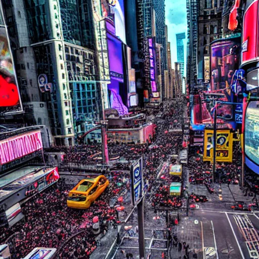 Image similar to tilt-shift photograph of a lovecraftian monster destroying times square