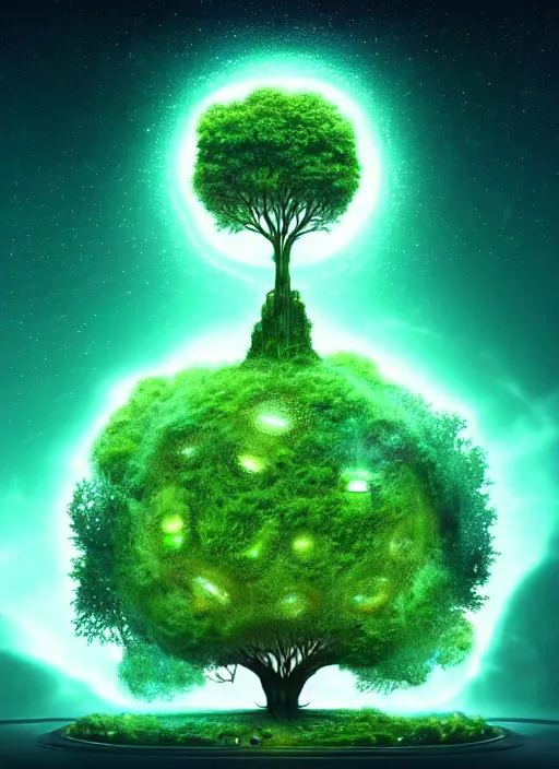 Image similar to high depth, collective civilization tree, calm, healing, resting, life, hybrids, scifi, glowing lights, published concept art, art in the style of all and none and everything and infinity