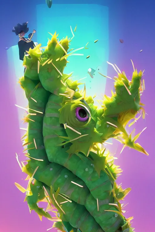 Image similar to 3 d render creature animal sushi cristal very big eye roots cactus elemental flush of force nature micro world fluo fishscale, comics gta 5 cover, official fanart behance hd artstation by jesper ejsing, by rhads, makoto shinkai and lois van baarle, ilya kuvshinov, ossdraws