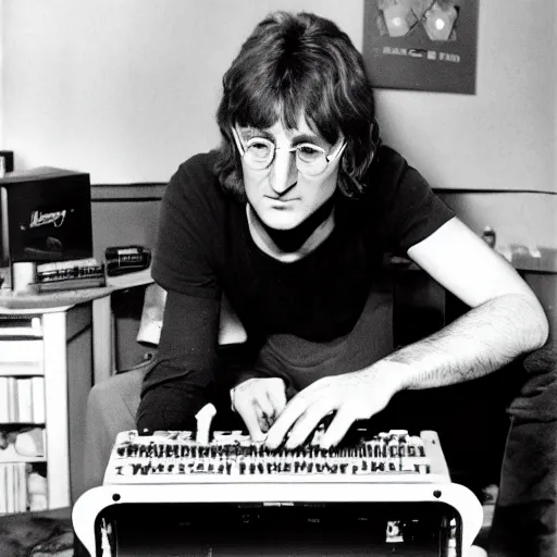 Prompt: John Lennon building a Gaming PC