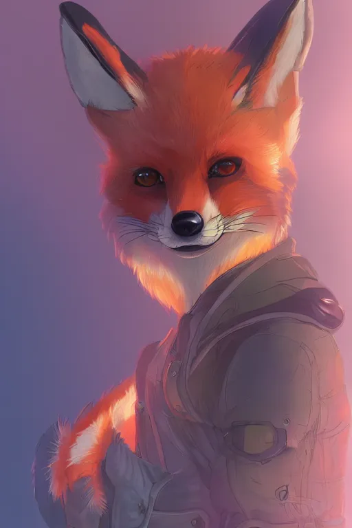 Image similar to a fox fursona, trending on artstation, by kawacy, furry art, digital art, cyberpunk, high quality, backlighting