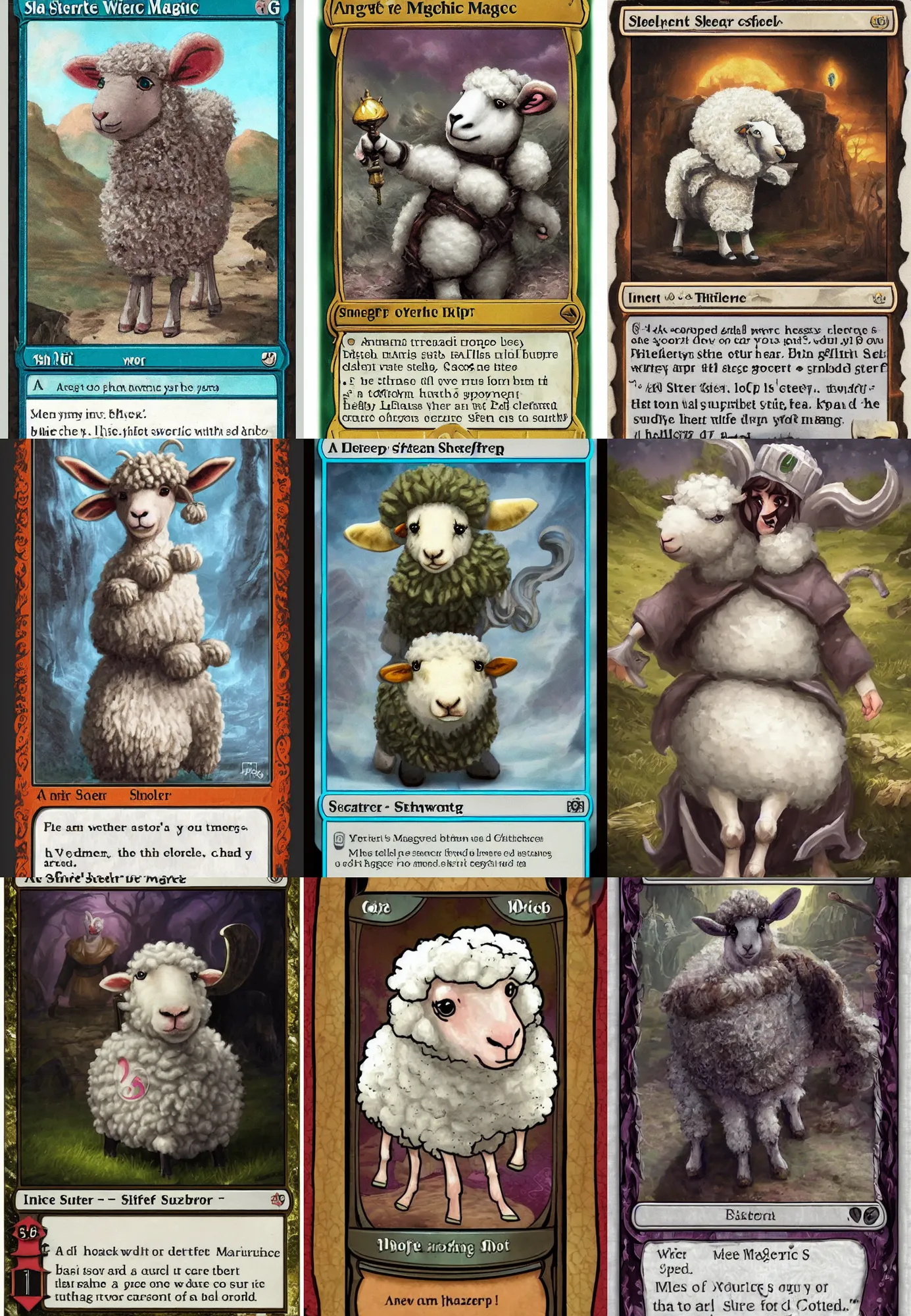 Prompt: A cute sheep as a Magic the Gathering card