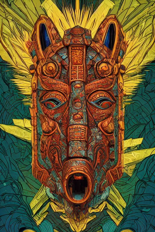 Prompt: totem animal tribal vodoo mask feather gemstone plant global illumination ray tracing hdr that looks like it is from borderlands and by feng zhu and loish and laurie greasley, victo ngai, andreas rocha, john harris