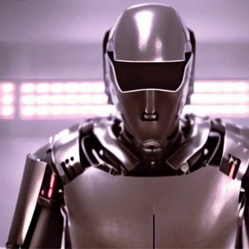 Image similar to movie still of eminem robot, cinematic composition, cinematic light, criterion collection, by edgar wright