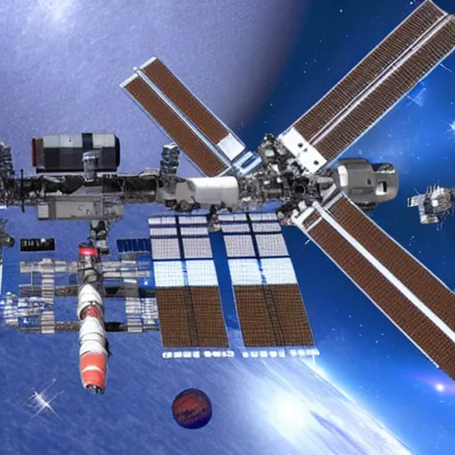 Image similar to a huge space station in for of dodecaedroid in deep space