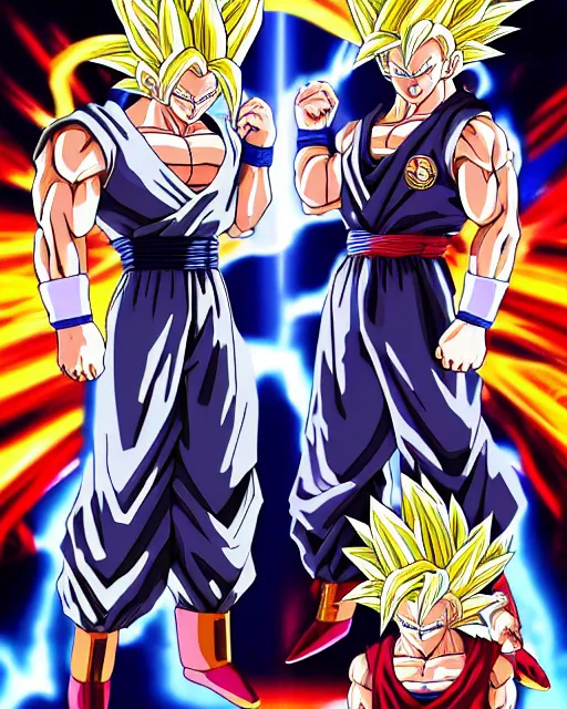 Image similar to super saiyan joe biden and super saiyan donald trump on a dragon ball z movie poster, hd,