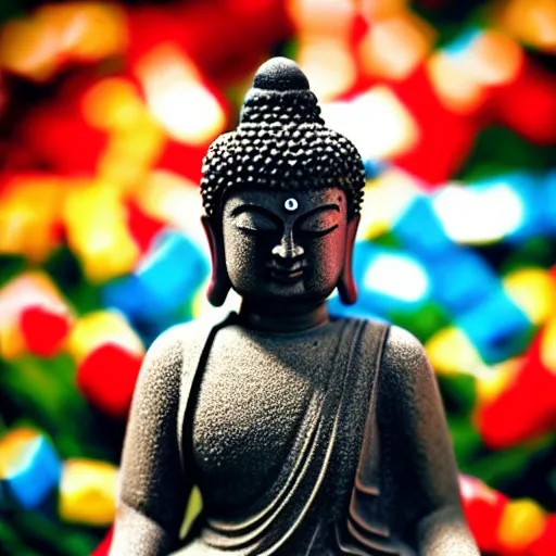 Image similar to Buddha LEGO figure, bokeh photograph