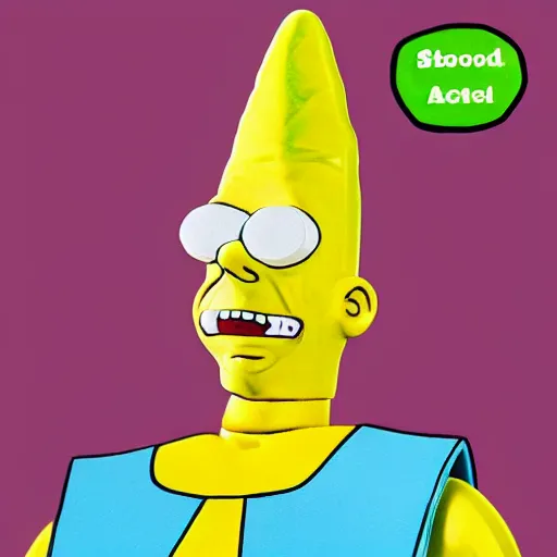 Image similar to conehead bart simpson, melting action figure