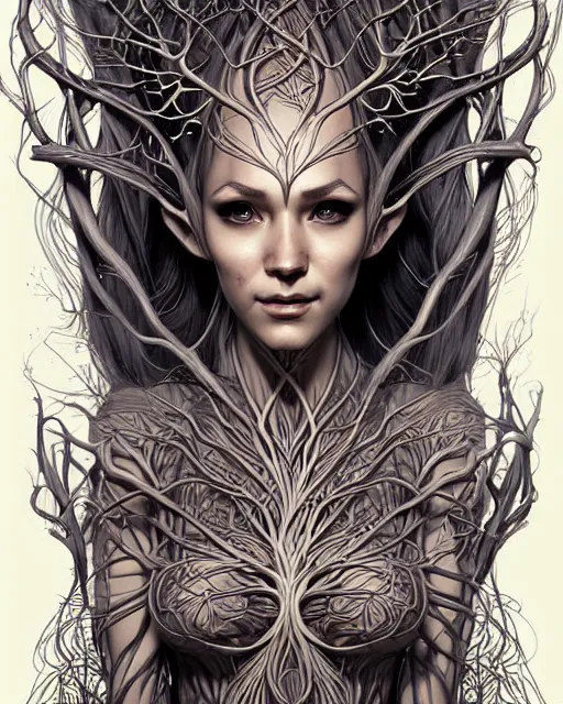 Image similar to digital art, centered elven body made with intricate roots, by James Jean and by artgerm, by ross tran , ultradetailed, charachter design, concept art, trending on artstation,