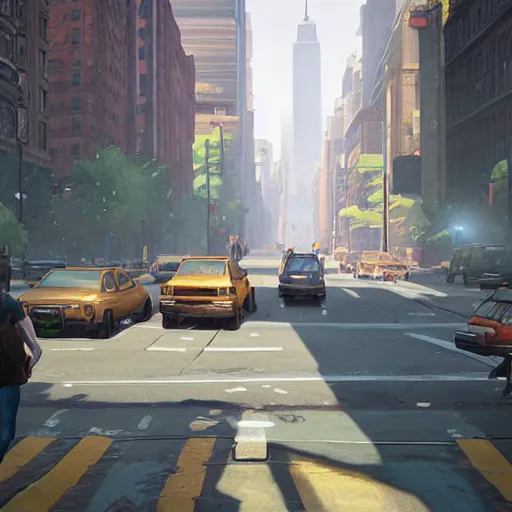 Image similar to new york city, style game square enix life is strange remake, trending on artstation, painted by greg rutkowski, render with game the last of us parte ii details