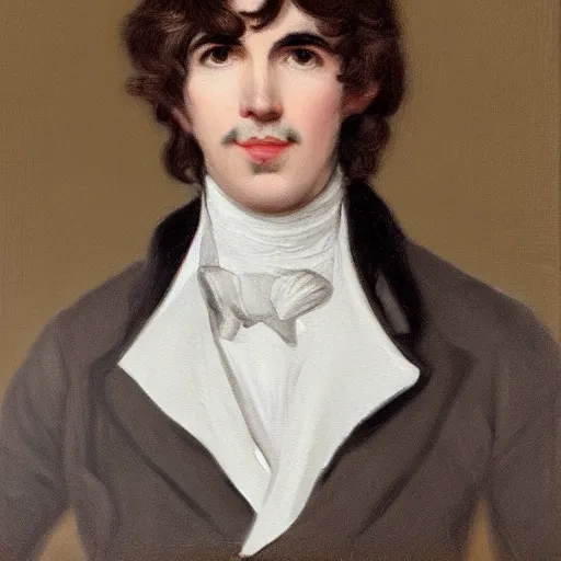 Image similar to regency era painting of a young george harrison in the style of leighton