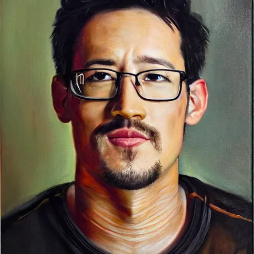 Image similar to markiplier portrait as het meisje met de parel, het meisje met de parel, oil painting, traditional art, detailed, histroical