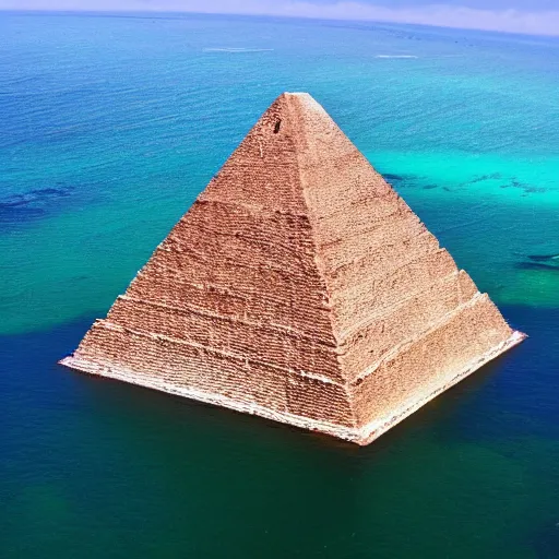 Image similar to ancient pyramid in the middle of the sea