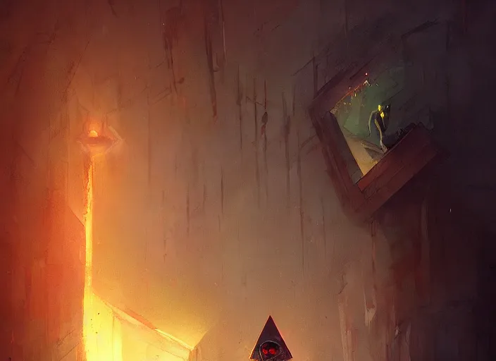 Image similar to bill cipher entering mind by greg rutkowski