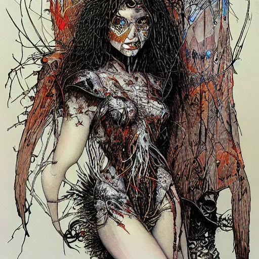 Image similar to half human half raven teen girl by Ian Miller