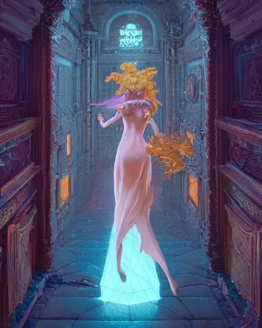 Prompt: highly detailed surreal vfx portrait of a female candypunk mage in a majestic castle by golden tree, stephen bliss, unreal engine, greg rutkowski, loish, rhads, beeple, makoto shinkai and lois van baarle, ilya kuvshinov, rossdraws, tom bagshaw, alphonse mucha, global illumination, detailed and intricate environment