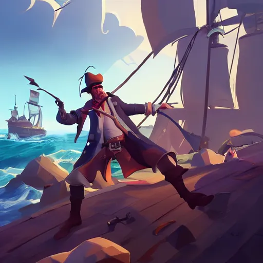 Image similar to painting jack the pirate on sea of thieves game avatar hero smooth face median photoshop filter cutout vector behance hd by jesper ejsing, by rhads, makoto shinkai and lois van baarle, ilya kuvshinov, rossdraws, illustration, art by ilya kuvshinov and gustav klimt