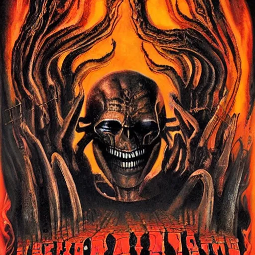 Prompt: opening the gates of hell movie poster, by andrzej sapkosski, hr giger, hp lovecraft, fauvism