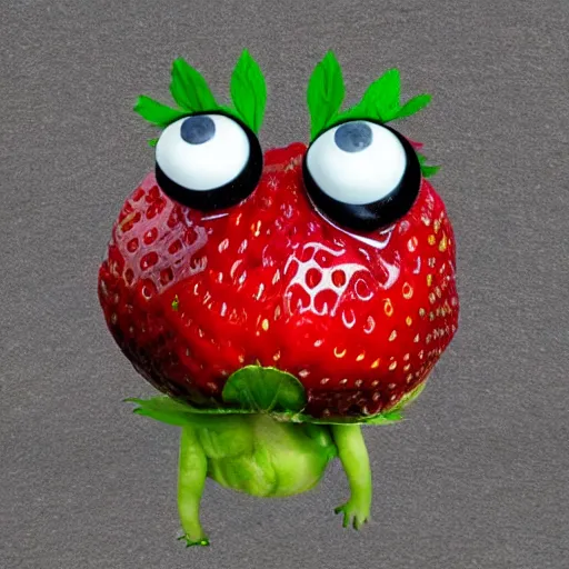 Image similar to strawberry creature with multiple eyes