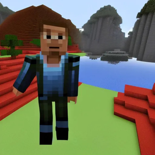 Prompt: obama in minecraft