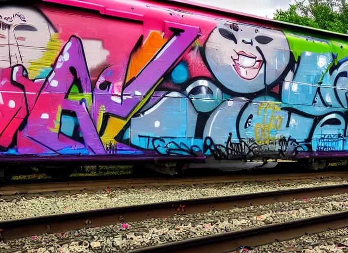 Image similar to graffiti on the side of a train that reads ai, photography