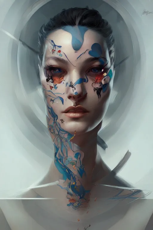 Image similar to facial tattoo design by peter mohrbacher and craig mullins and james jean