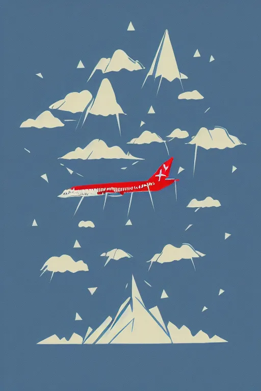 Image similar to airplane mountain flat vector illustration digital art trending on artstation