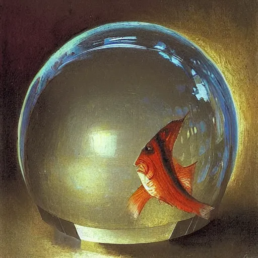 Image similar to disco ball as a fish by ilya repin