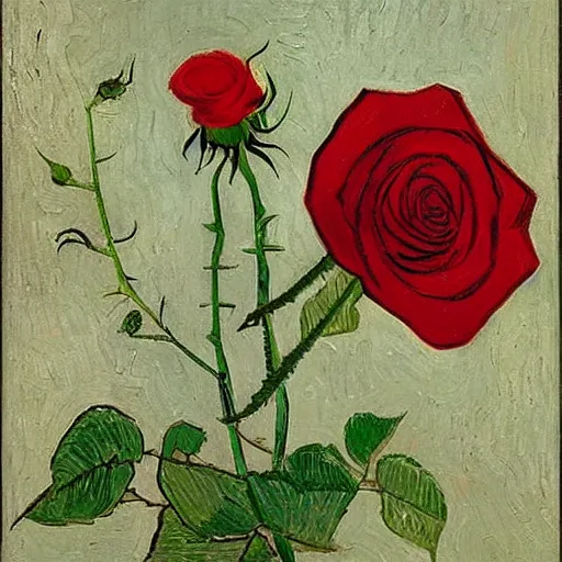 Prompt: red rose, van gogh